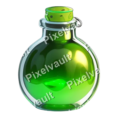 Green Health Potion Bottle