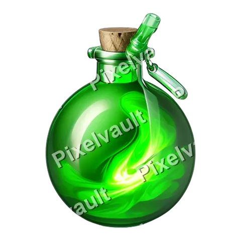 Green Health Potion Bottle